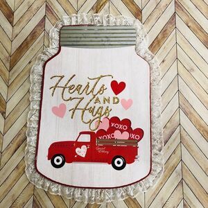 Valentine's Day Rustic Farmhouse Mason Jar Décor with Lace/Galvanized Metal
